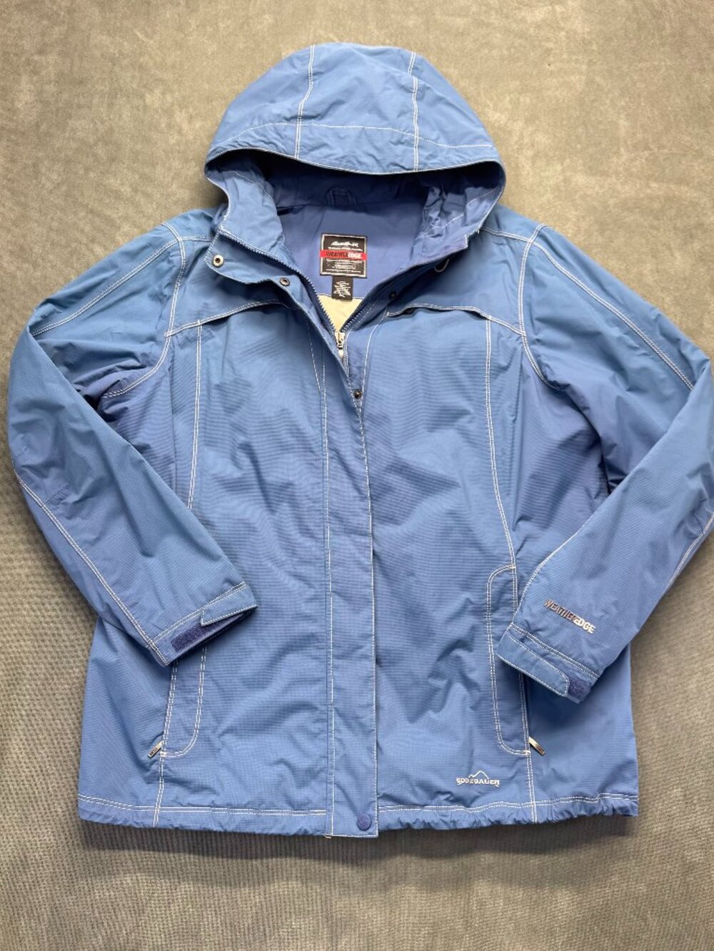 Eddie Bauer WeatherEdge Waterproof Jacket Blue Hooded XXL Outdoor Shell
